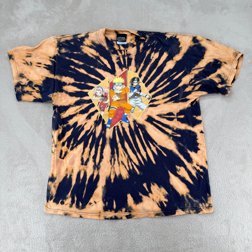 Vintage‎ Naruto Sakura Sasuke 2002 Masashi Kishimoto Tie Dye Shirt Mens XL Brown